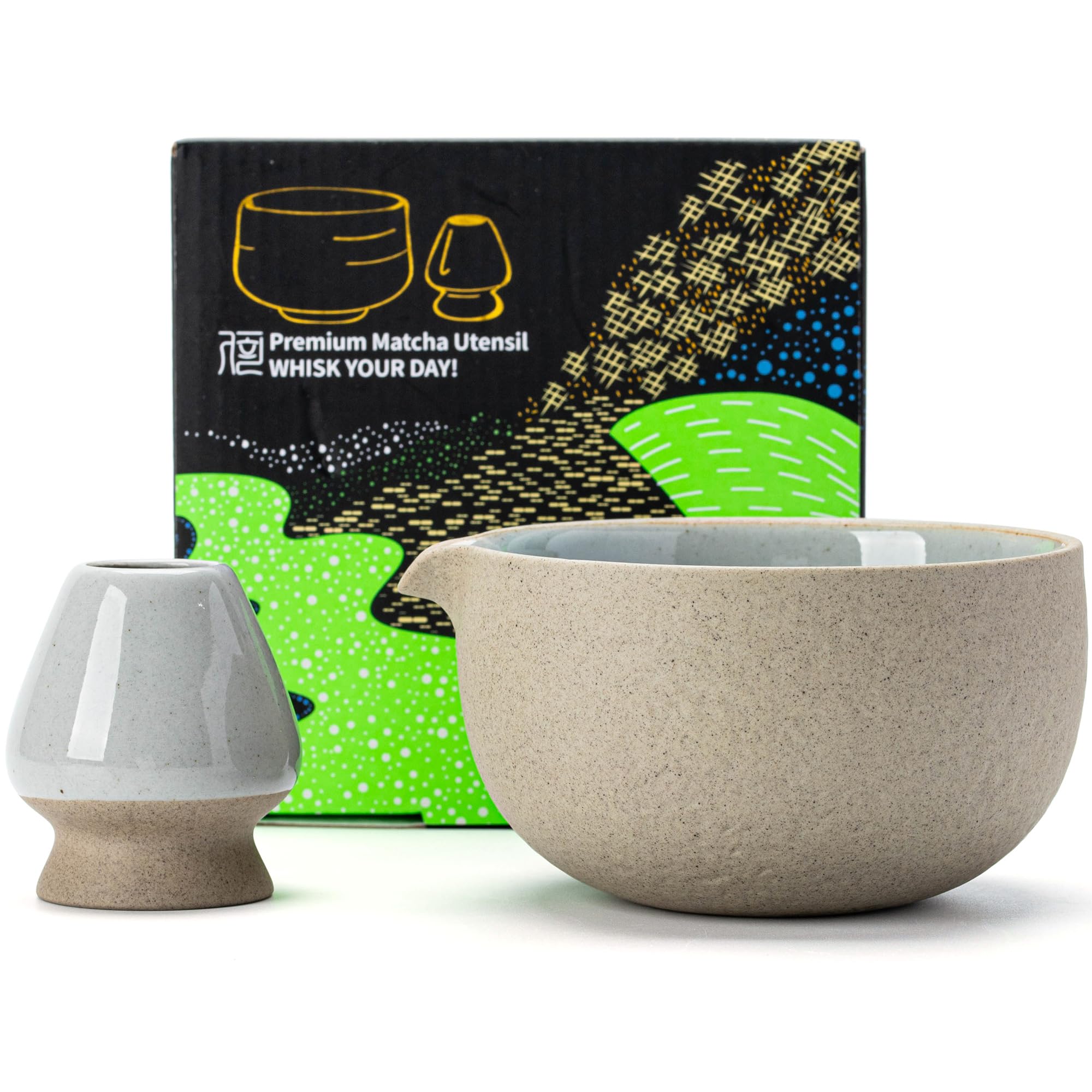 Amazon.com: TEANAGOO 2 Pcs Matcha Bowl with Spout, Ceramic 18 OZ